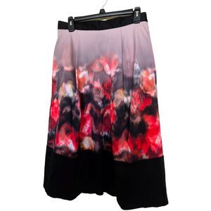 Closet London Red Floral Watercolor Pleated Skirt-Size UK 10/US 10-New w/ Tags!